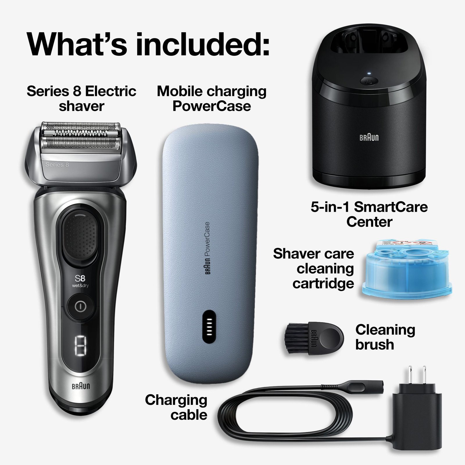 Braun - Series 8 Electric Shaver with 5 in 1 SmartCare Center